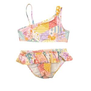 ⭐️Wonder Nation floral patchwork ruffle two piece bikini swimsuit upf 50+ sz 5t
